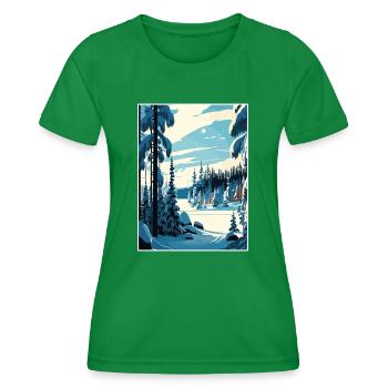 Lapland Finland Island Vintage Travel Poster WPA - Women's Functional T-Shirt - kelly green - Front - AI Model Female 172 dark (172cm)