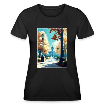 Parc de Bruxelles Belgique Vintage Travel Poster WPA - T-shirt sport Femme - noir - Devant - AI Model Female 172 light (172cm)