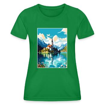 Lac de Bled Slovénie Vintage voyage affiche Souvenir - T-shirt sport Femme - vert - Devant - AI Model Female 172 dark (172cm)