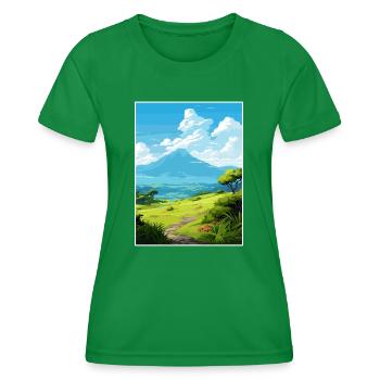 La Réunion Nationalpark Frankreich Reiseplakat - Frauen Funktions-T-Shirt - Kelly Green - Vorne - AI Model Female 172 dark (172cm)