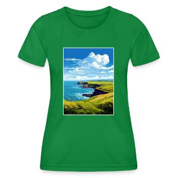 L’affiche de voyage de la péninsule de Lizard Cornwall - T-shirt sport Femme - vert - Devant - AI Model Female 172 dark (172cm)