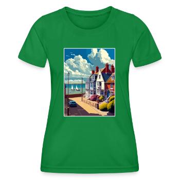 Whitstable England Kent Vintage Travel Poster WPA - Women's Functional T-Shirt - kelly green - Front - AI Model Female 172 dark (172cm)