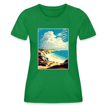 Hengistbury Head England Vintage Reiseposter WPA - Frauen Funktions-T-Shirt - Kelly Green - Vorne - AI Model Female 172 dark (172cm)