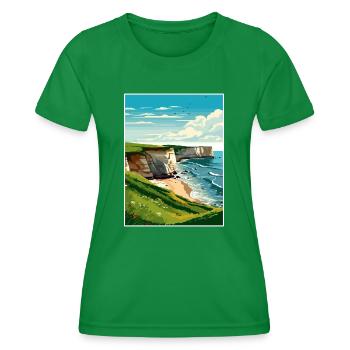 Flamborough Head England Vintage Reiseposter WPA - Frauen Funktions-T-Shirt - Kelly Green - Vorne - AI Model Female 172 dark (172cm)