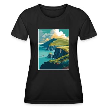 Péninsule de Dingle Irlande Vintage voyage affiche WPA - T-shirt sport Femme - noir - Devant - AI Model Female 172 light (172cm)