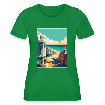Brighton Pier Seascape Uk Vintage Reiseposter - Frauen Funktions-T-Shirt - Kelly Green - Vorne - AI Model Female 172 dark (172cm)