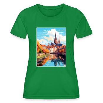 Amiens France Vintage Travel Poster WPA Souvenir - Women's Functional T-Shirt - kelly green - Front - AI Model Female 172 dark (172cm)
