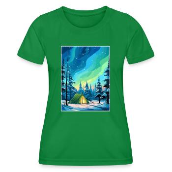 Lapland Northern Lights Island Finland Souvenir - Women's Functional T-Shirt - kelly green - Front - AI Model Female 172 dark (172cm)