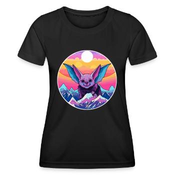 Bat Watercolor Cartoon Kawaii Pet Animal Colorful - Women's Functional T-Shirt - black - Front - AI Model Female 172 light (172cm)