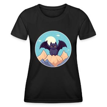 Bat Watercolor Cartoon Kawaii Pet Animal Colorful - Women's Functional T-Shirt - black - Front - AI Model Female 172 light (172cm)