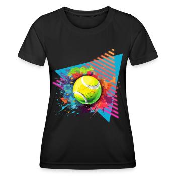 Tennis Ball Tennis Paint Splash Color Splash - Women's Functional T-Shirt - black - Front - AI Model Female 172 light (172cm)