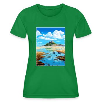 Marazion Cornwall Vintage Reiseposter Souvenir - Frauen Funktions-T-Shirt - Kelly Green - Vorne - AI Model Female 172 dark (172cm)