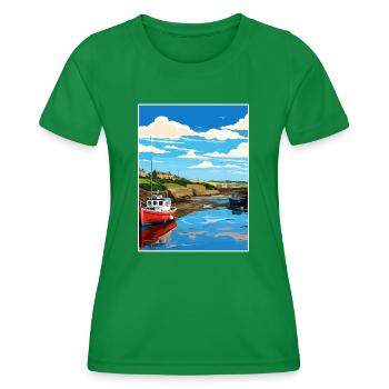 Bude Cornwall Vintage voyage affiche WPA Souvenir - T-shirt sport Femme - vert - Devant - AI Model Female 172 dark (172cm)