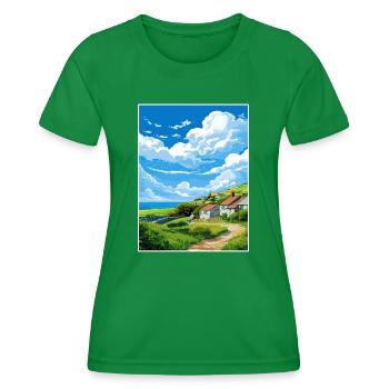 St Agnes Cornwall Vintage Reiseposter Souvenir - Frauen Funktions-T-Shirt - Kelly Green - Vorne - AI Model Female 172 dark (172cm)