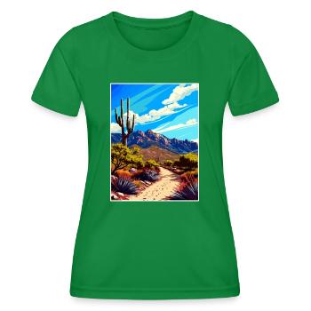 Catalina State Park Arizona Vintage Travel Poster - Women's Functional T-Shirt - kelly green - Front - AI Model Female 172 dark (172cm)
