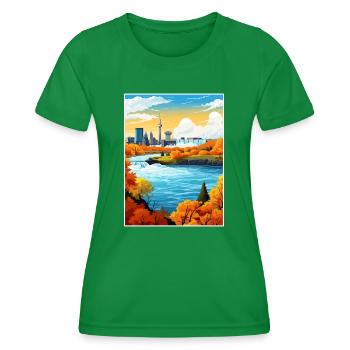 Niagara Falls New York State Vintage-Reiseposter - Frauen Funktions-T-Shirt - Kelly Green - Vorne - AI Model Female 172 dark (172cm)