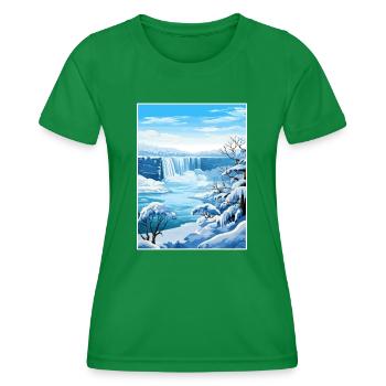 Niagara Falls New York State Vintage-Reiseposter - Frauen Funktions-T-Shirt - Kelly Green - Vorne - AI Model Female 172 dark (172cm)