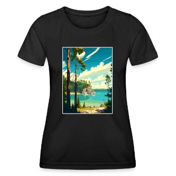 Affiche de voyage du parc d’État de la péninsule du Wisconsin - T-shirt sport Femme - noir - Devant - AI Model Female 172 light (172cm)