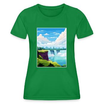 Niagara Falls Kanada Vintage Reiseposter WPA Kunst - Frauen Funktions-T-Shirt - Kelly Green - Vorne - AI Model Female 172 dark (172cm)
