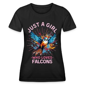 Buntfalke Farbkleckse Farbspritzer - Frauen Funktions-T-Shirt - Schwarz - Vorne - AI Model Female 172 light (172cm)