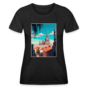 Guadalajara Decoration Vintage Travel Poster WPA - Women's Functional T-Shirt - black - Front - AI Model Female 172 light (172cm)