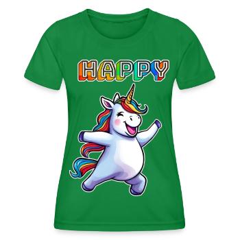 Tanzendes Einhorn Happy - Frauen Funktions-T-Shirt - Kelly Green - Vorne - AI Model Female 172 dark (172cm)