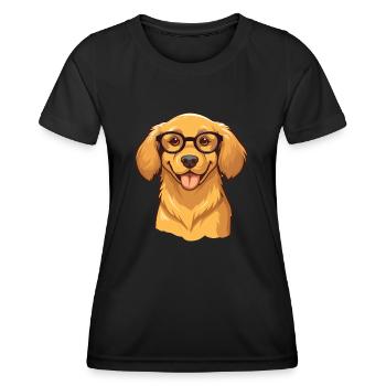 Golden Retriever Dog Breed Watercolor Cartoon Kawa - Women's Functional T-Shirt - black - Front - AI Model Female 172 light (172cm)