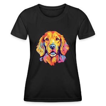 Golden Retriever Dog Breed Watercolor Cartoon Kawa - Women's Functional T-Shirt - black - Front - AI Model Female 172 light (172cm)