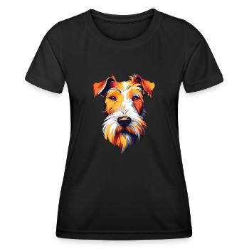Wire Fox Terrier Dog Breed Watercolor Cartoon Kawa - Women's Functional T-Shirt - black - Front - AI Model Female 172 light (172cm)