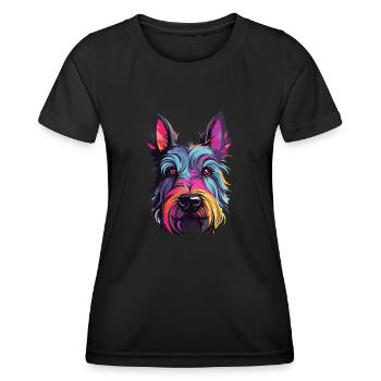 Scottish Terrier Dog Breed Watercolor Cartoon Kawa - Women's Functional T-Shirt - black - Front - AI Model Female 172 light (172cm)