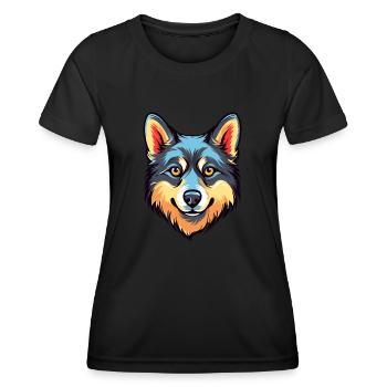 Alaskan Klee Kai Dog Breed Watercolor Cartoon Kawa - Women's Functional T-Shirt - black - Front - AI Model Female 172 light (172cm)