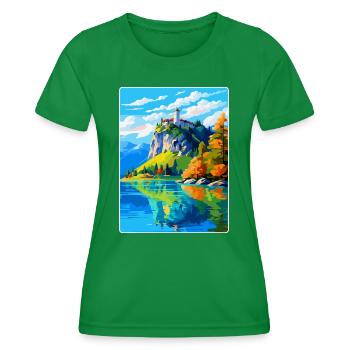 Château de Bled, Slovénie, Affiche de voyage vintage, WPA, Art - T-shirt sport Femme - vert - Devant - AI Model Female 172 dark (172cm)