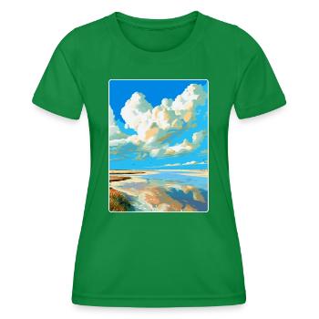 Affiche de voyage vintage de la mer des Wadden aux Pays-Bas WPA - T-shirt sport Femme - vert - Devant - AI Model Female 172 dark (172cm)
