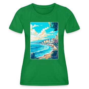 Nice France Vintage Travel Poster WPA Art Souvenir - Women's Functional T-Shirt - kelly green - Front - AI Model Female 172 dark (172cm)