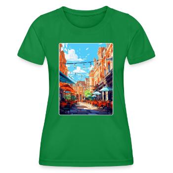 Covent Garden England Uk Reiseposter Souvenir - Frauen Funktions-T-Shirt - Kelly Green - Vorne - AI Model Female 172 dark (172cm)