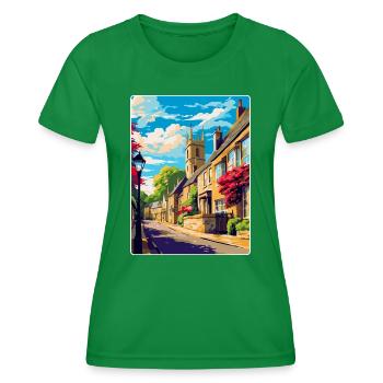 Bourton On The Hill England Uk Reiseposter WPA - Frauen Funktions-T-Shirt - Kelly Green - Vorne - AI Model Female 172 dark (172cm)