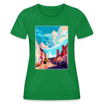 Honiton England Uk Vintage Reiseposter Souvenir - Frauen Funktions-T-Shirt - Kelly Green - Vorne - AI Model Female 172 dark (172cm)