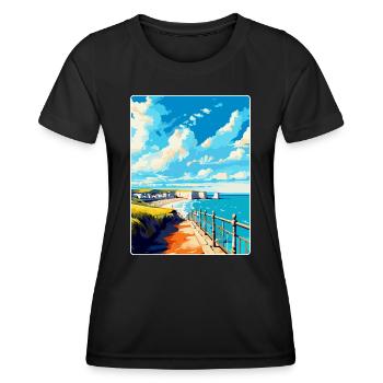 Eastbourne Sussex Vintage Travel Poster Souvenir - Women's Functional T-Shirt - black - Front - AI Model Female 172 light (172cm)