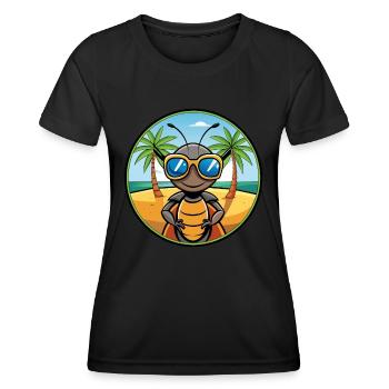 Ameise lustige Cartoon Sommer Strand Sonnenbrille Aufkleber - Frauen Funktions-T-Shirt - Schwarz - Vorne - AI Model Female 172 light (172cm)