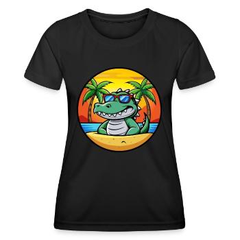 Krokodil Lustige Cartoon Sommer Strand Sonnenbrille - Frauen Funktions-T-Shirt - Schwarz - Vorne - AI Model Female 172 light (172cm)