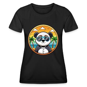 Panda Lustige Cartoon Sommer Strand Sonnenbrille Cool - Frauen Funktions-T-Shirt - Schwarz - Vorne - AI Model Female 172 light (172cm)