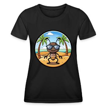 Ameise lustige Cartoon Sommer Strand Sonnenbrille Aufkleber - Frauen Funktions-T-Shirt - Schwarz - Vorne - AI Model Female 172 light (172cm)
