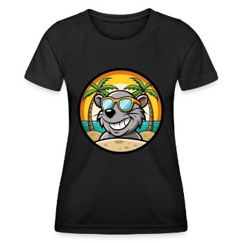 Ratte Lustige Cartoon Sommer Strand Sonnenbrille Aufkleber - Frauen Funktions-T-Shirt - Schwarz - Vorne - AI Model Female 172 light (172cm)