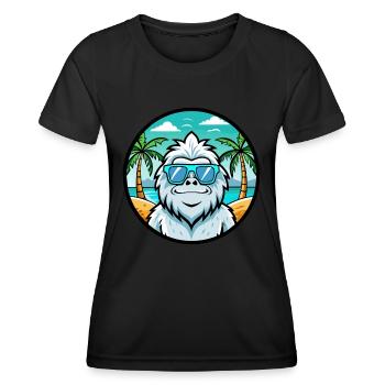 Yeti Lustige Cartoon Sommer Strand Sonnenbrille Aufkleber - Frauen Funktions-T-Shirt - Schwarz - Vorne - AI Model Female 172 light (172cm)