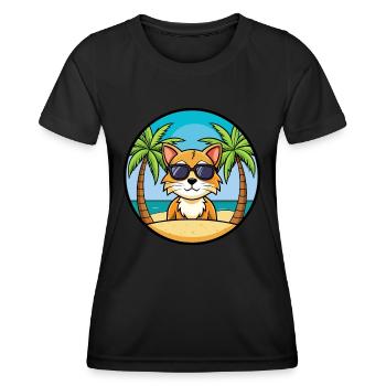 Asiatische Katzenrasse Cartoon Sonnenbrille Strand - Frauen Funktions-T-Shirt - Schwarz - Vorne - AI Model Female 172 light (172cm)