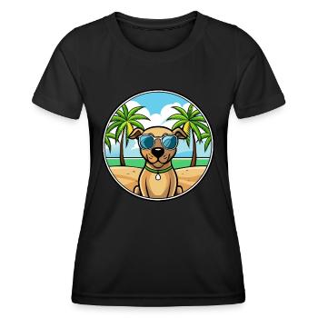 Black Mouth Cur Dog Breed Cartoon Sunglasses Beach - Women's Functional T-Shirt - black - Front - AI Model Female 172 light (172cm)