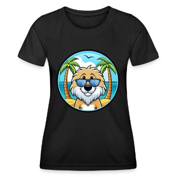 Frison Chien D’eau Race Dessin Animé Lunettes De Soleil Plage - T-shirt sport Femme - noir - Devant - AI Model Female 172 light (172cm)