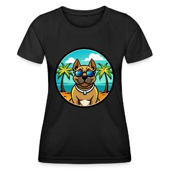 Perro De Presa Canario Hunderasse Cartoon Strand - Frauen Funktions-T-Shirt - Schwarz - Vorne - AI Model Female 172 light (172cm)