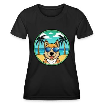 Slovensky Kopov Dog Breed Cartoon Sunglasses Beach - Women's Functional T-Shirt - black - Front - AI Model Female 172 light (172cm)