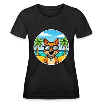 Lettischer Jagdhund Rasse Cartoon Sonnenbrille Strand - Frauen Funktions-T-Shirt - Schwarz - Vorne - AI Model Female 172 light (172cm)